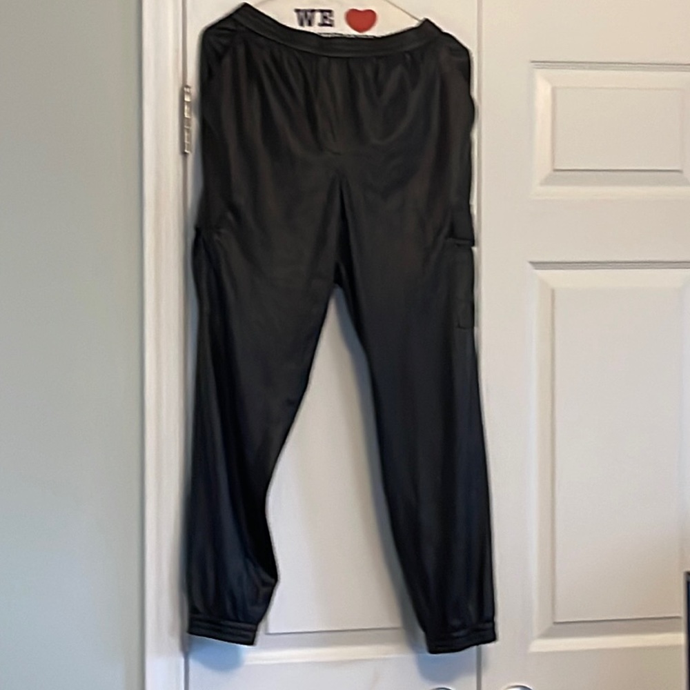 Black BCBG MaxAria faux leather jogger